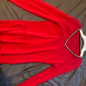 Tommy Hilfiger Red Long Sleeve Vneck